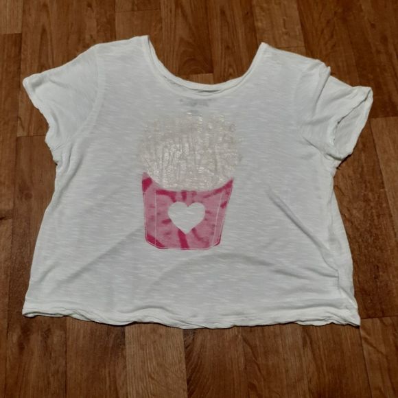 Aeropostale Bethany Mota Sparkly Fast Food French Fries Crop Top Medium GUC - Picture 1 of 6